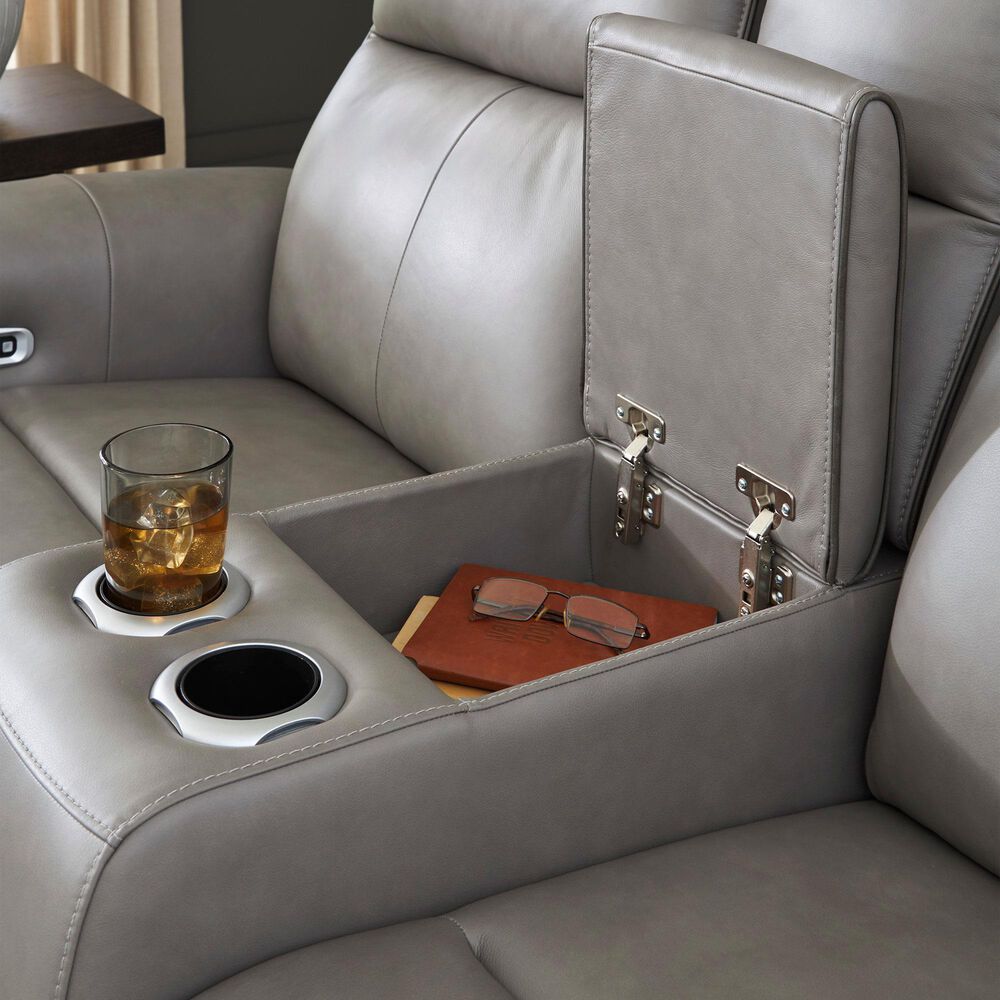 Ashley 5Z-Comfort Power Recliner Loveseat with Console and Adjustable Headrest in Coin, , large