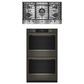 KitchenAid 2-Piece Kitchen Package with Black Ore 30" Smart Double Wall Oven and Stainless Steel 36" Gas Cooktop, , large