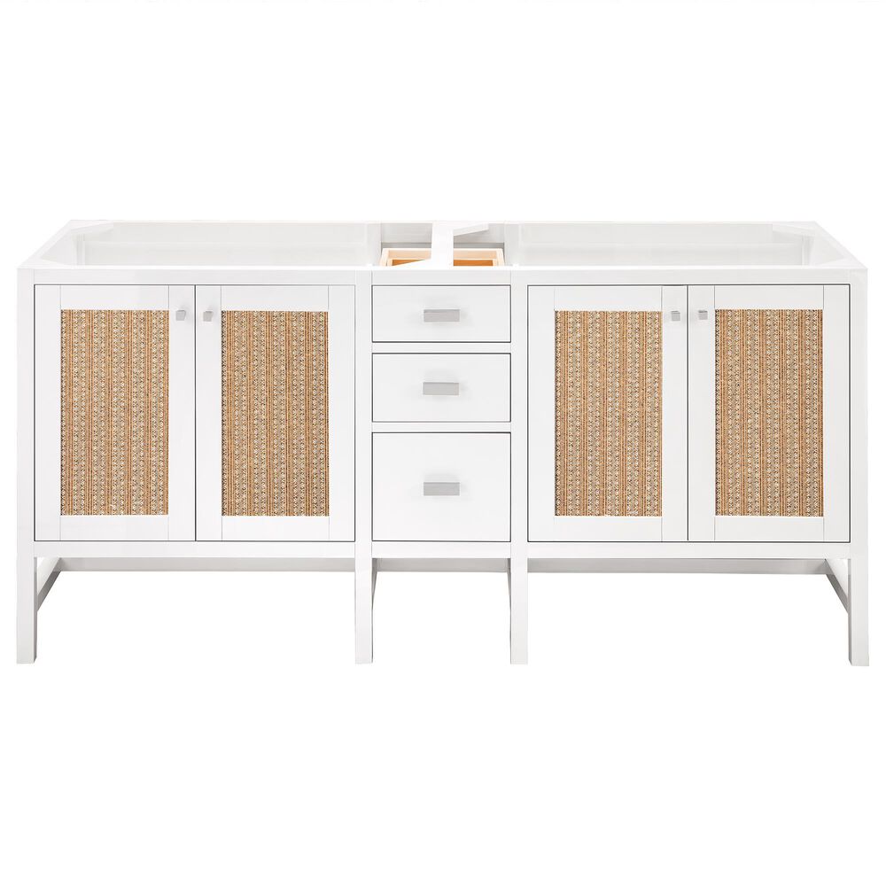 James Martin Vanities Addison 72&quot; Double Bathroom Vanity in Glossy White with 3 cm Lime Delight Quartz Top and Rectangular Sinks, , large