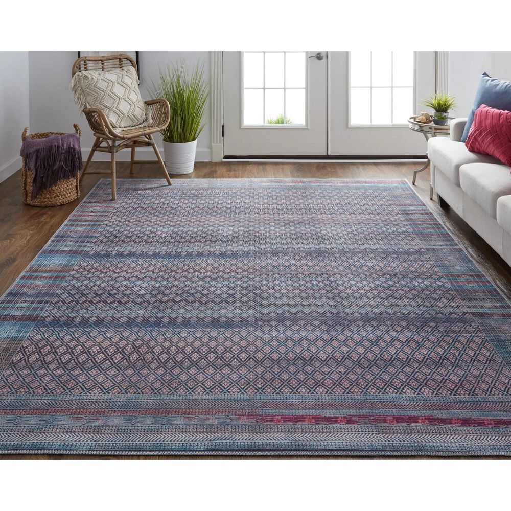 Feizy Voss 5&#39;3&quot; x 7&#39;6&quot; Aqua and Multicolor Area Rug, , large