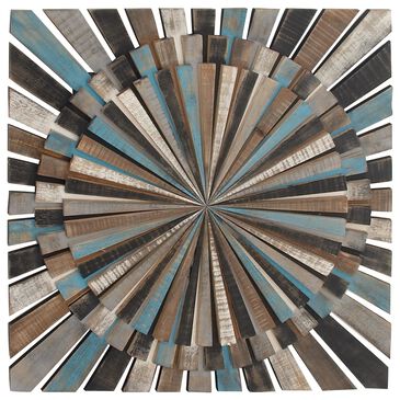 Maple and Jade 36" Square Farmhouse Abstract Wall Decor in Black, Gray, Brown, Cyan and White, , large