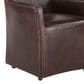 Home Trends & Design Peabody Dining Arm Chair in Brown Leather with Caster Feet, , large