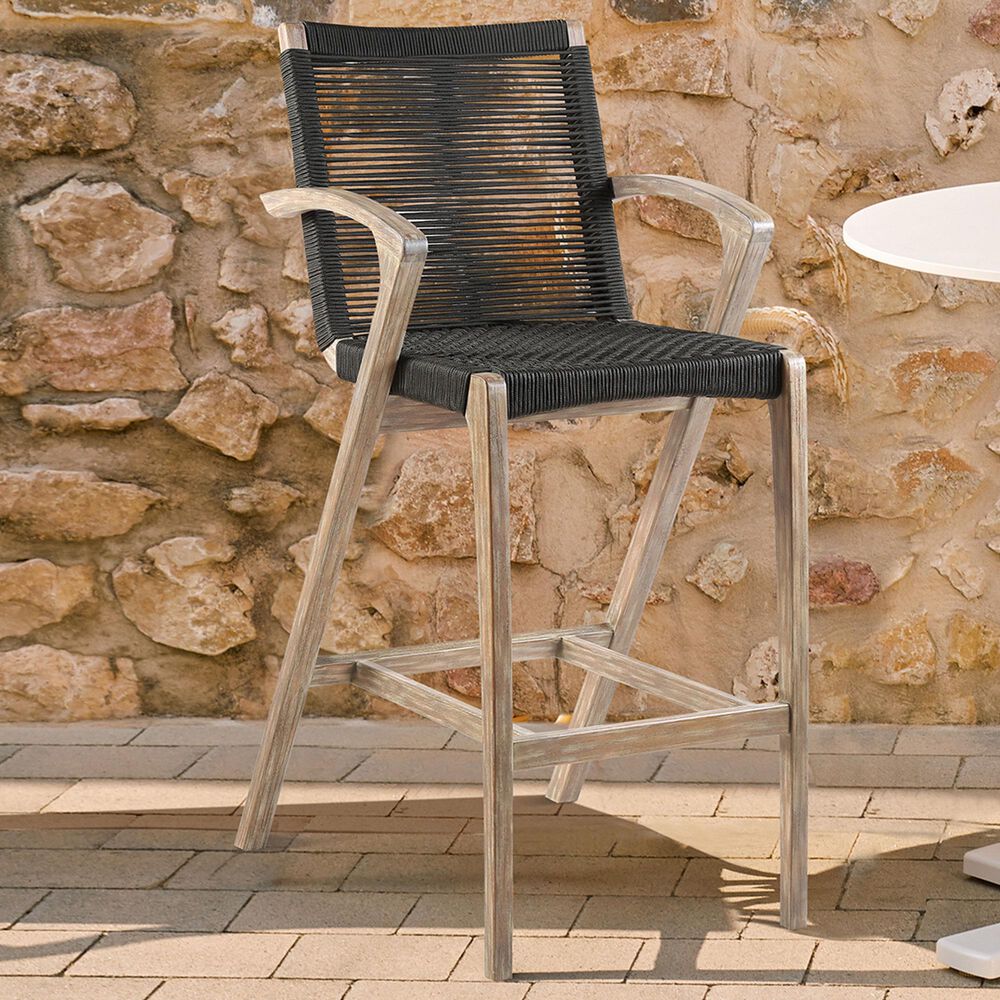 Armen Living Nabila Patio Bar Stool in Charcoal, , large