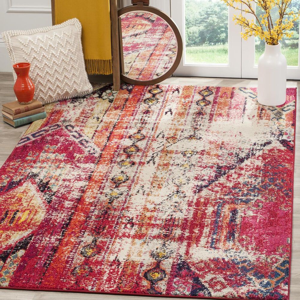 Safavieh Monaco MNC222D-1115 11" x 15" Magenta/Multi Area Rug, , large