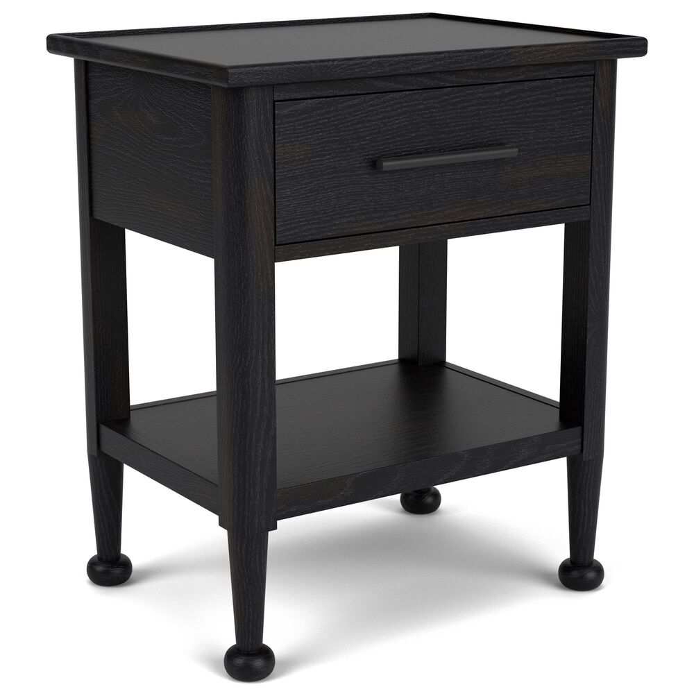 Riverside Furniture Calhoun 1-Drawer Nightstand in Ebony Whiskey Oak with USB Ports, , large