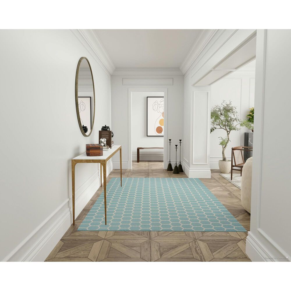 Nourison Twist Reversible 6&#39; x 9&#39; Aqua Indoor/Outdoor Area Rug, , large