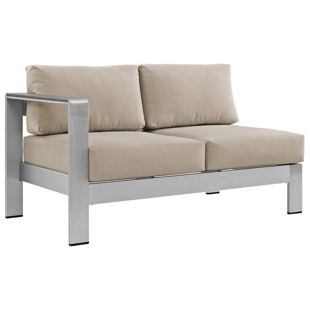 Modway Shore 4Piece Outdoor Patio Aluminum Conversation Set in Silver