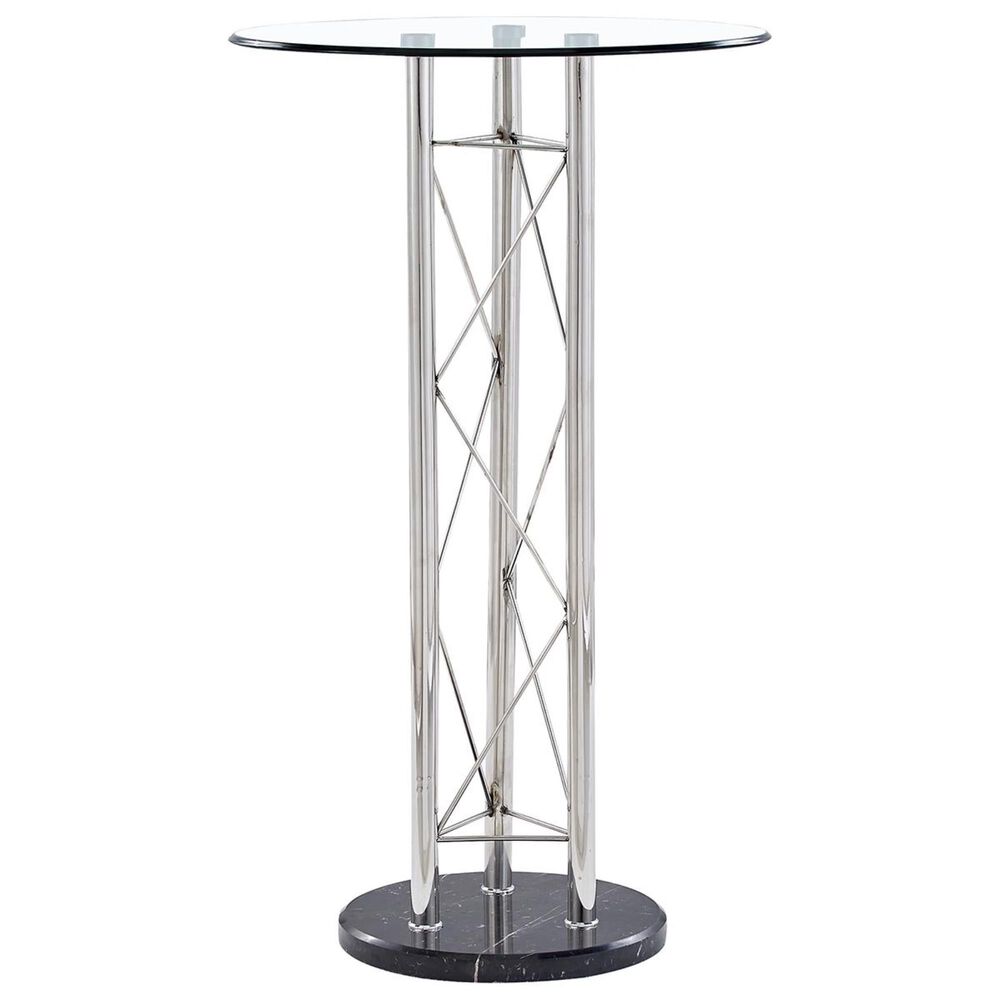 Global Furniture USA Bar Table with Glass Top in Black and Chrome, , large