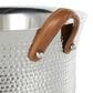 Maple and Jade Decorative Ice Bucket with Brown Leather Handle in Silver Stainless Steel, , large
