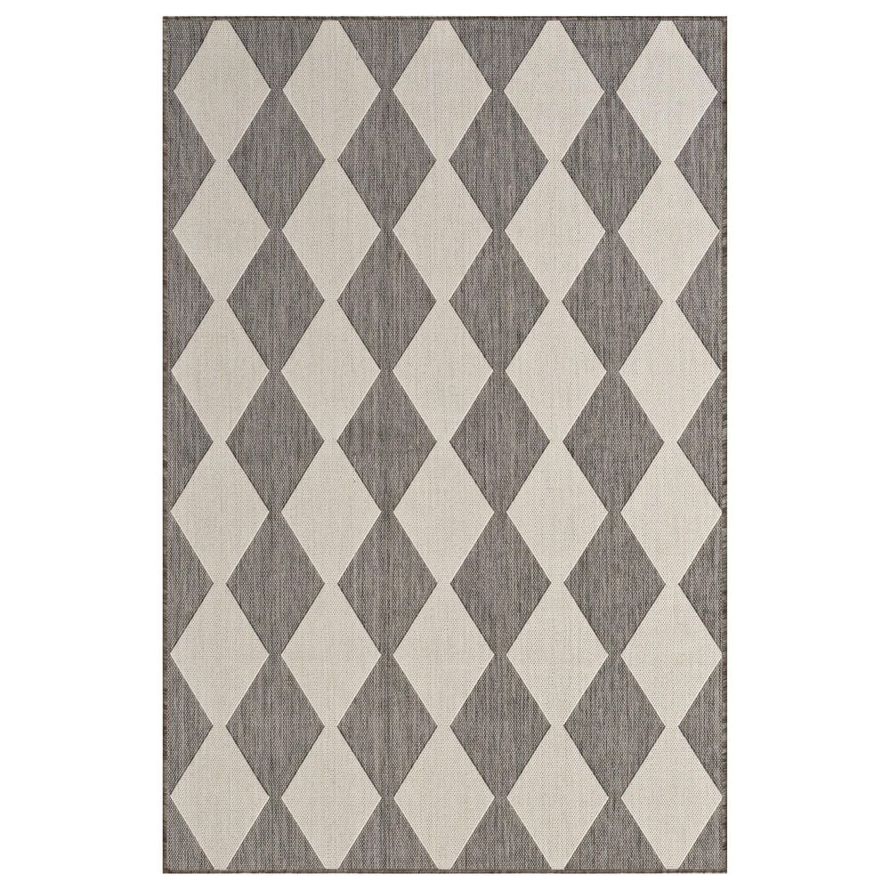 Nourison Positano Geometric Charcoal 4" x 6" Indoor/Outdoor Area Rug, , large