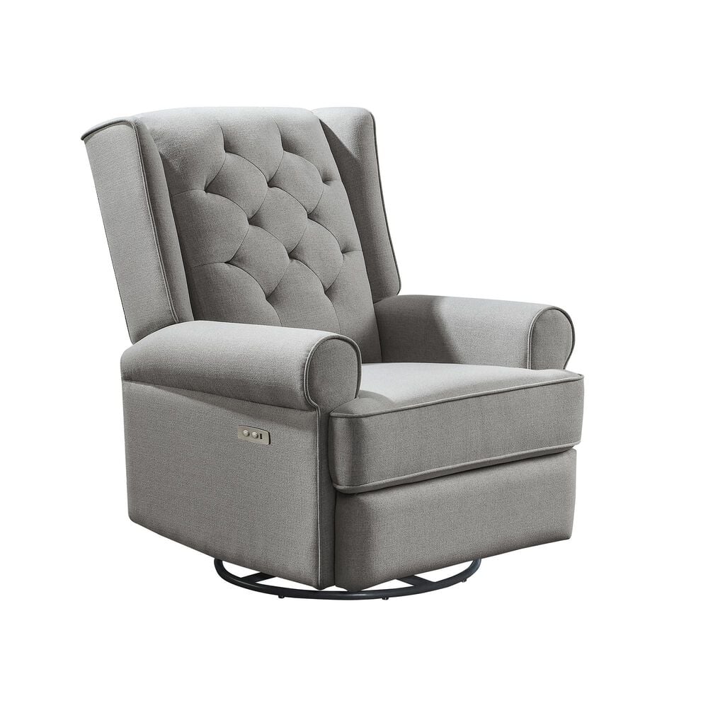 Eastern Shore Amelia Power Recliner Swivel Glider with USB Port in Charcoal Gray , , large