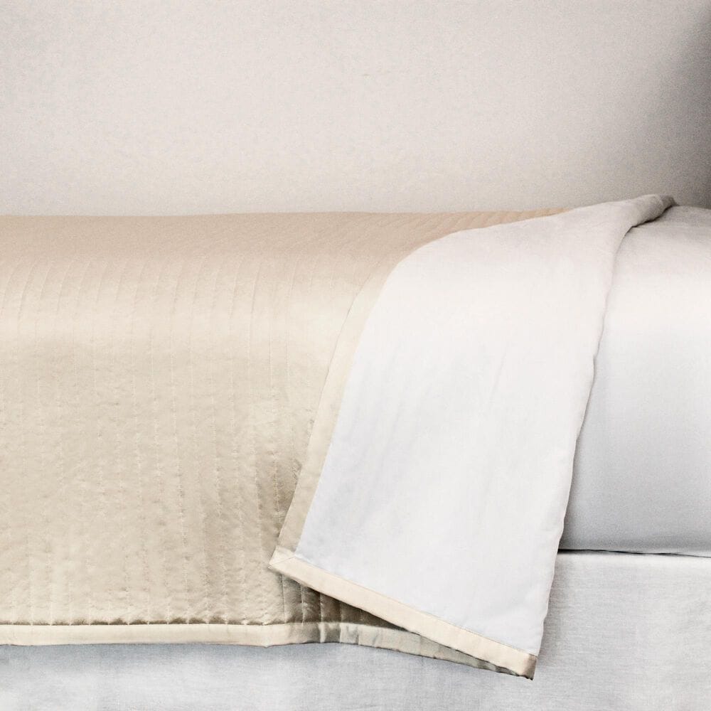 Ann Gish Channel Quilted Charmeuse King Coverlet in Pumice, , large
