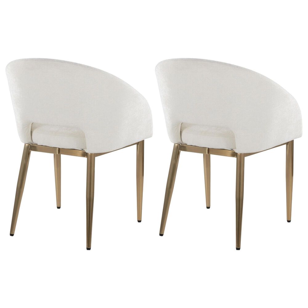 LumiSource Renee Arm Chair with Off-White Fabric Cushion in Gold (Set of 2), , large