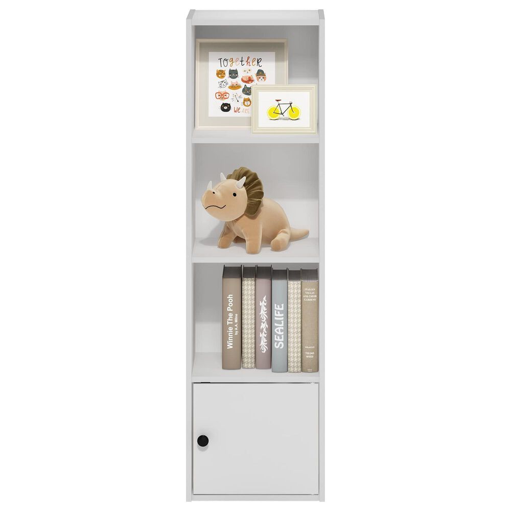 HOMLUX 4-Tier Shelf Bookcase with Door Storage Cabinet in White, , large