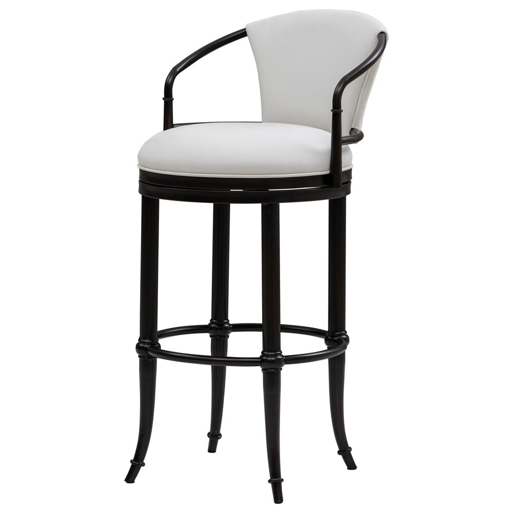 Armen Living Otis Bar Height Stool with Ivory Upholstery in Dark Brown, , large
