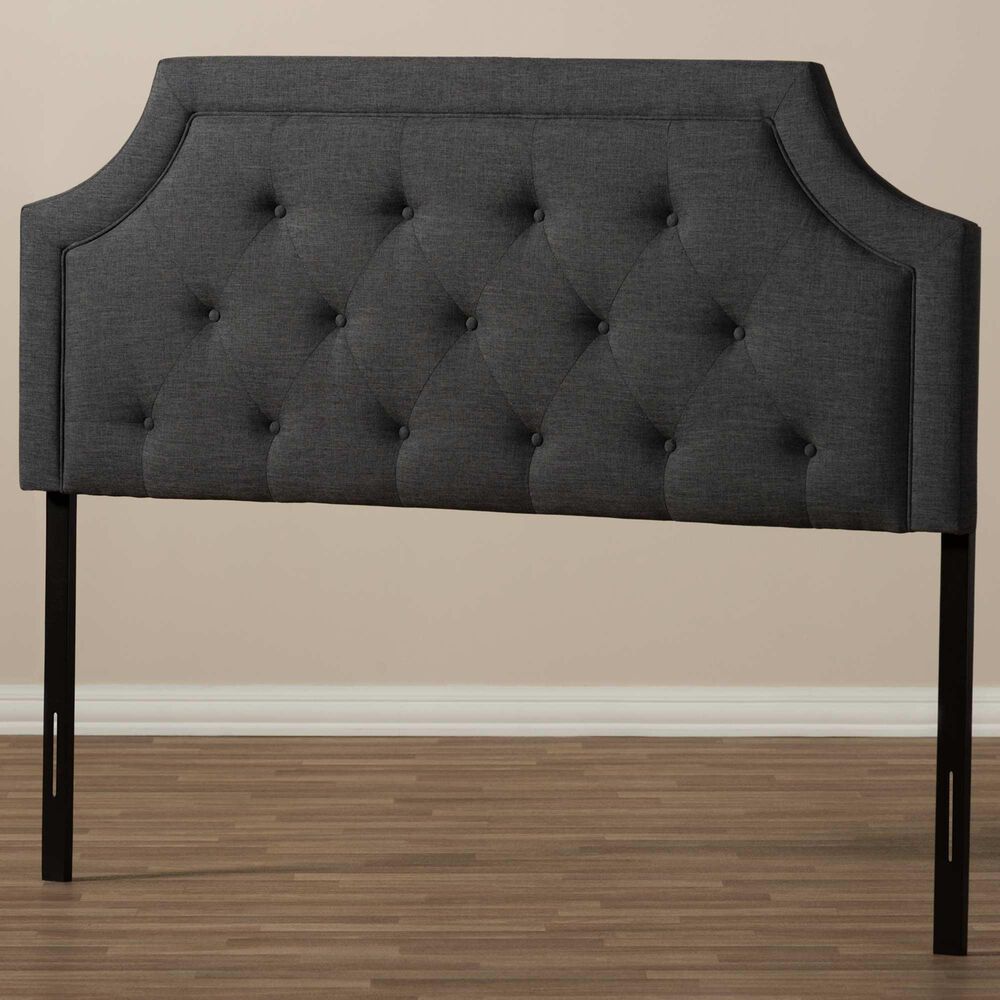 Baxton Studio Mars King Panel Headboard in Dark Grey, , large