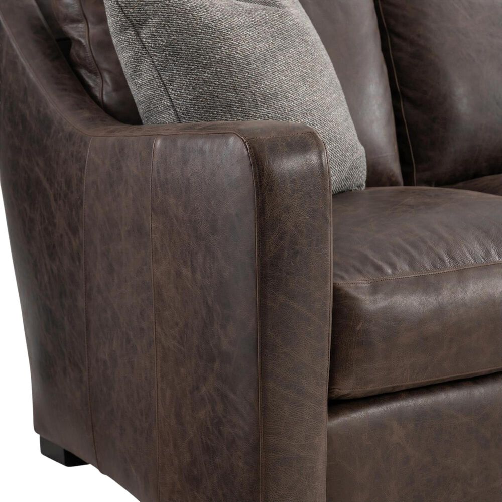 Bernhardt Ventura Stationary Leather Sofa in Brown, , large