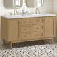 James Martin Vanities Laurent 60" Double Bathroom Vanity in Light Natural Oak with 3 cm Arctic Fall Solid Surface Top and Rectangular Sinks, , large