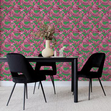 Tempaper Full Look 396" x 20.5" Peel and Stick Wallpaper in Pink and Green, , large