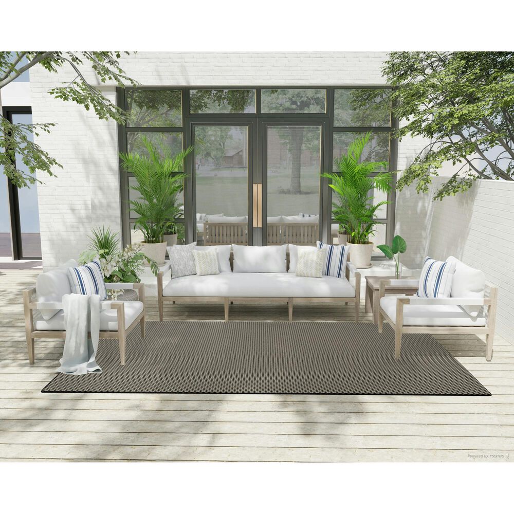 Nourison Courtyard Black and White 6&#39; x 9&#39; Indoor/Outdoor Area Rug, , large