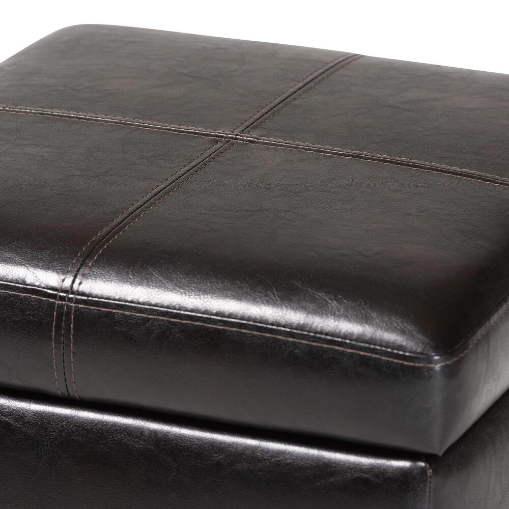 Baxton Studio Leather Cube Storage Ottoman in Dark Brown, , large