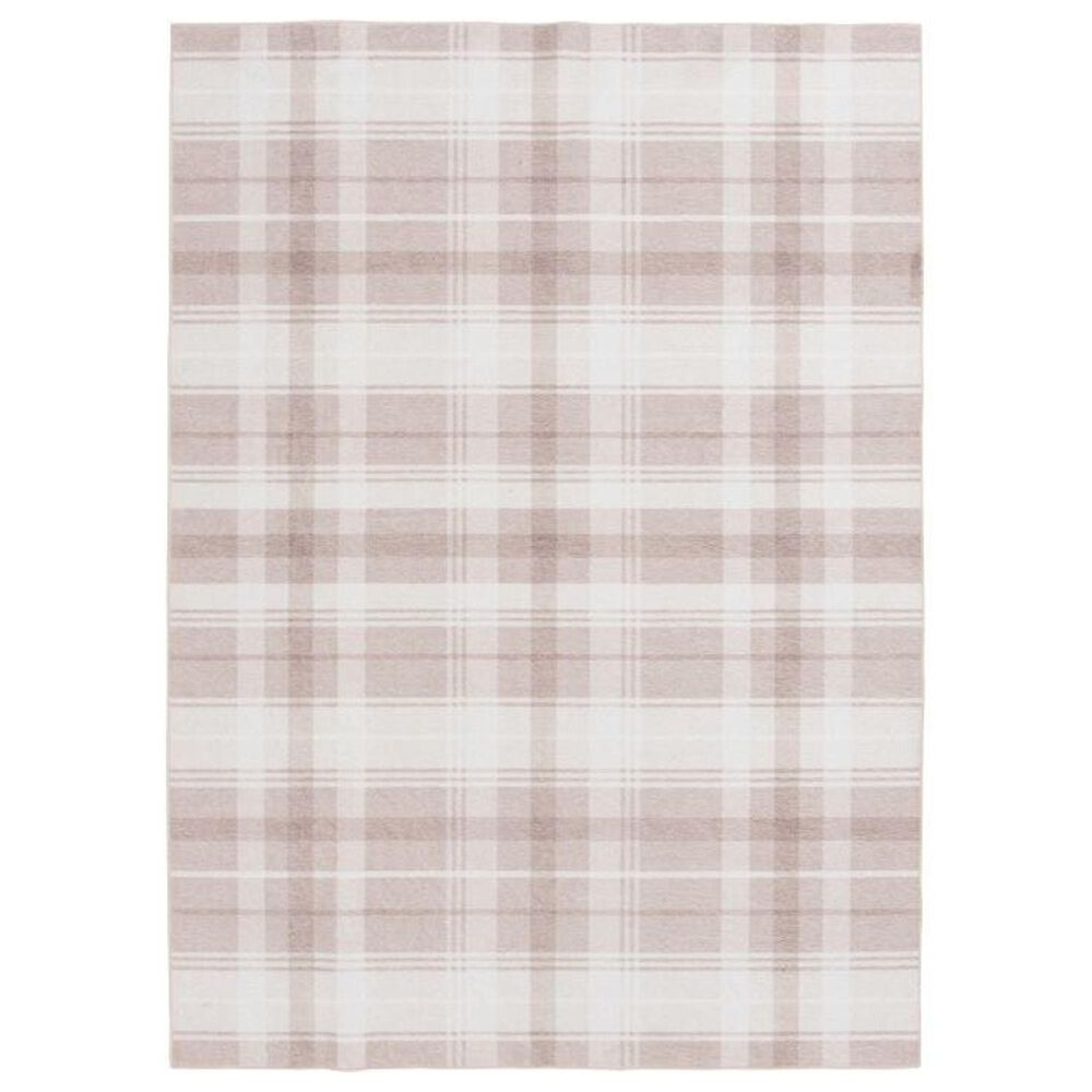 Central Oriental Rugease Velveteen Plaid 7"6" x 9"6" Beige and Ivory Area Rug, , large