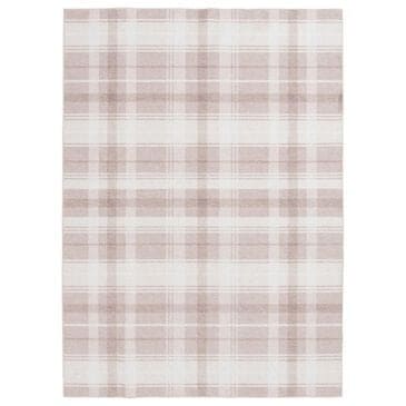 Central Oriental Rugease Velveteen Plaid 7"6" x 9"6" Beige and Ivory Area Rug, , large
