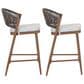 Hearth and Haven 26" Outdoor Counter Stool with Teak Frame in Light Gray (Set of 2), , large