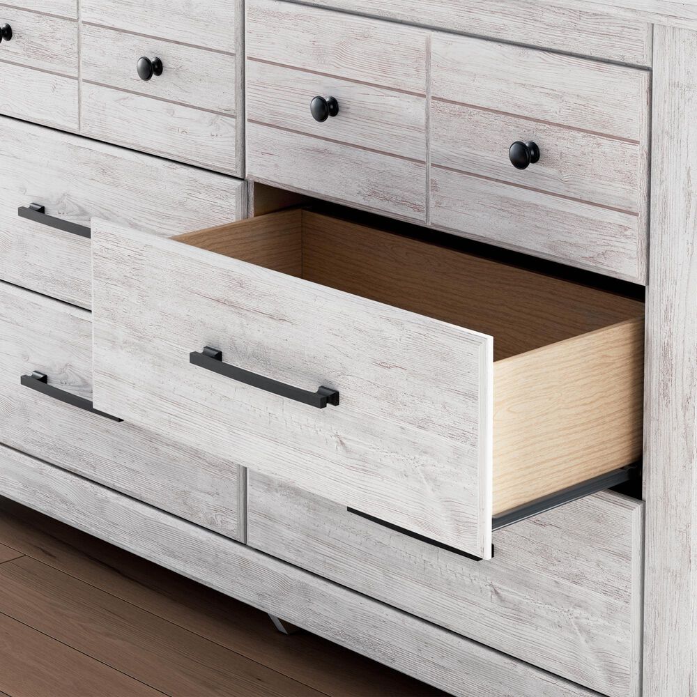 Ashley Makidern 4 Piece King Storage Bedroom Set with Two Drawers in Whitewash, , large