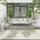 Nourison Courtyard Ivory and Aqua 4" x 6" Indoor/Outdoor Area Rug, , large
