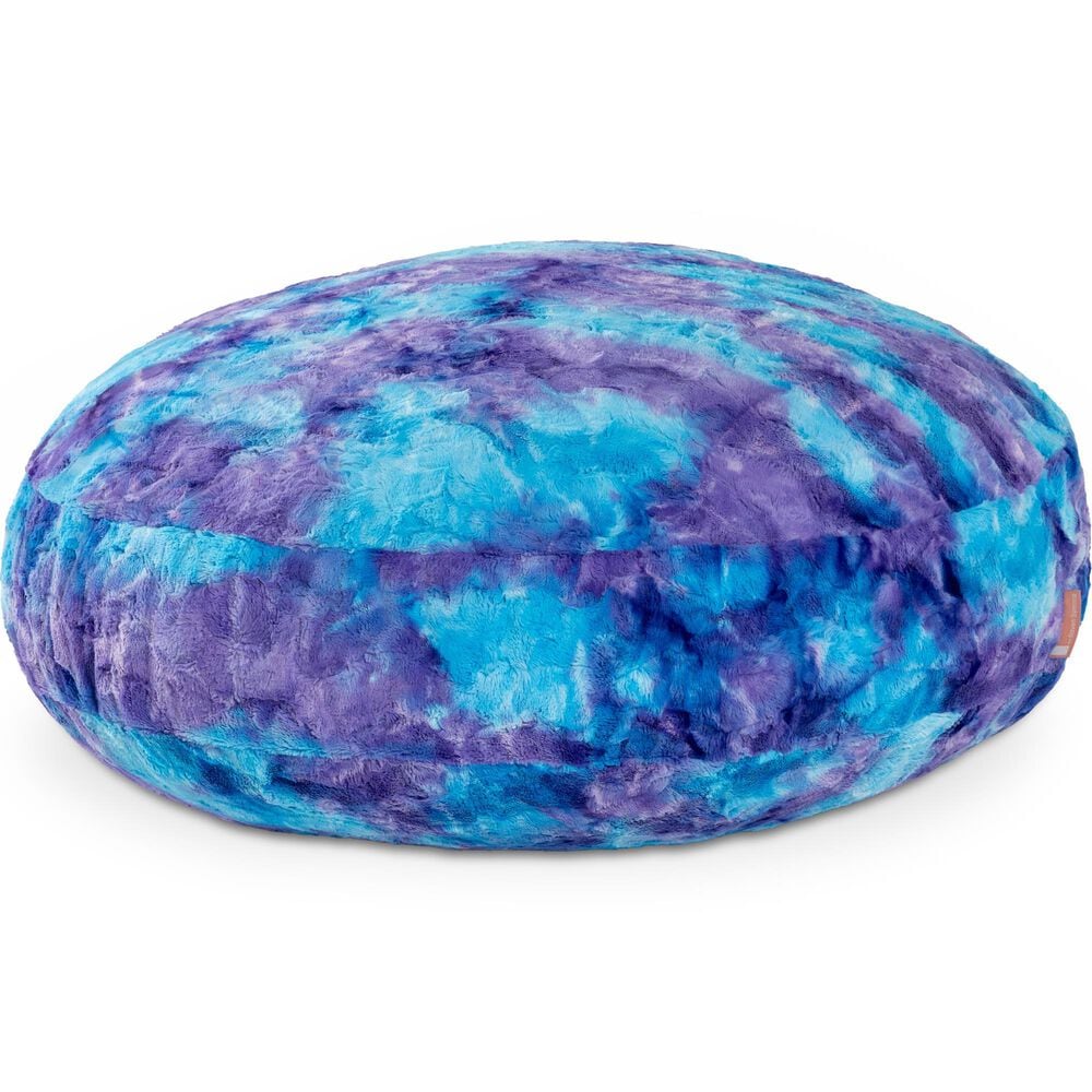 Jaxx Lil" Cuddler Cocoon Jr Kids Faux Fur Bean Bag Lounger in Tie-Dye Mystic Blue and Purple, , large