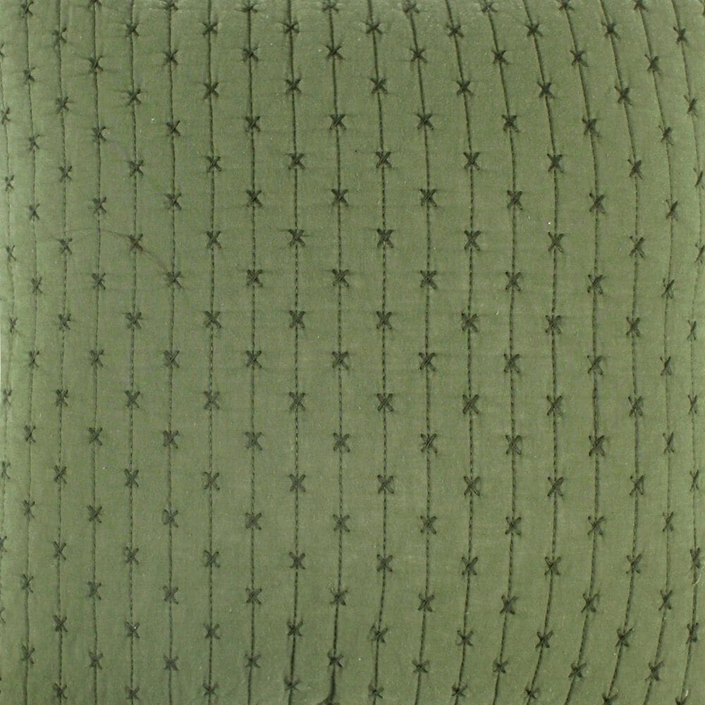 Levtex Cross Stitch 18&quot; x 18&quot; Throw Pillow in Forest Green, , large