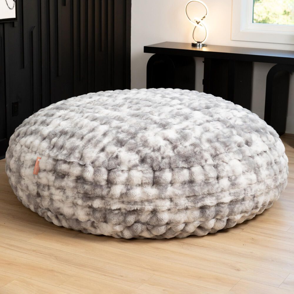 Jaxx Big Snuggler Luxe Faux Fur Floor Bean Bag Lounger in Phantom Grey, , large