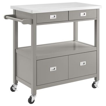 Linden Boulevard Sydney Kitchen Island with Stainless Steel Top in Gray, , large