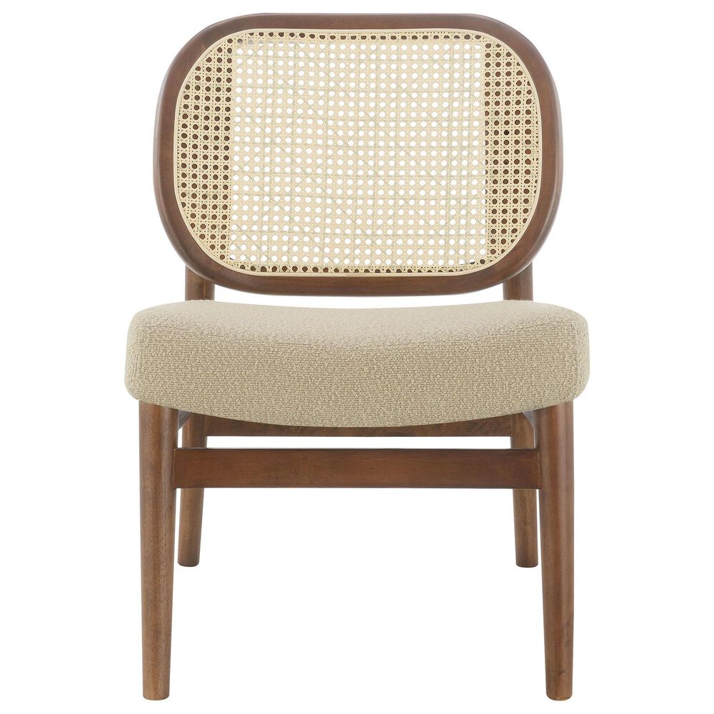 Coaster Rayo Accent Armless Chair with Rattan Cane Back in Camel, , large