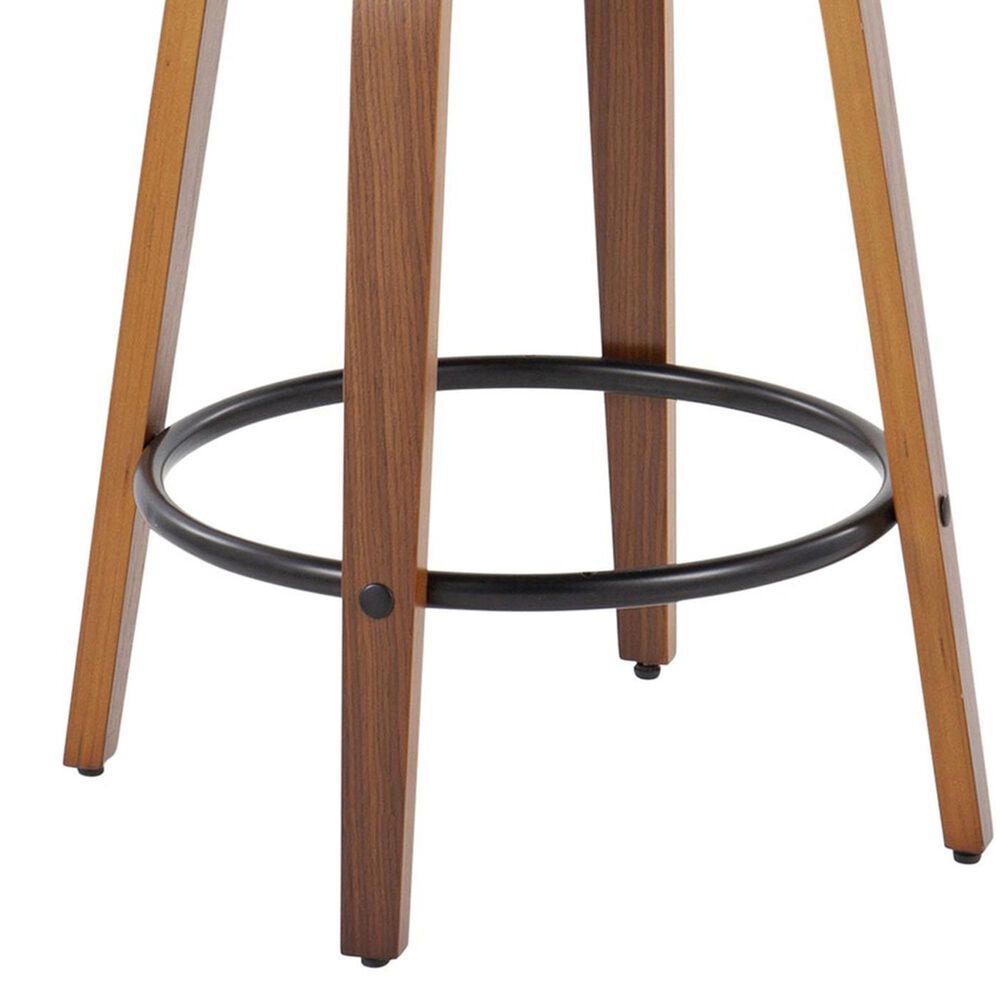 LumiSource Lombardi 26" Swivel Counter Stool with Black Faux Leather Upholstery in Walnut and Black (Set of 2), , large