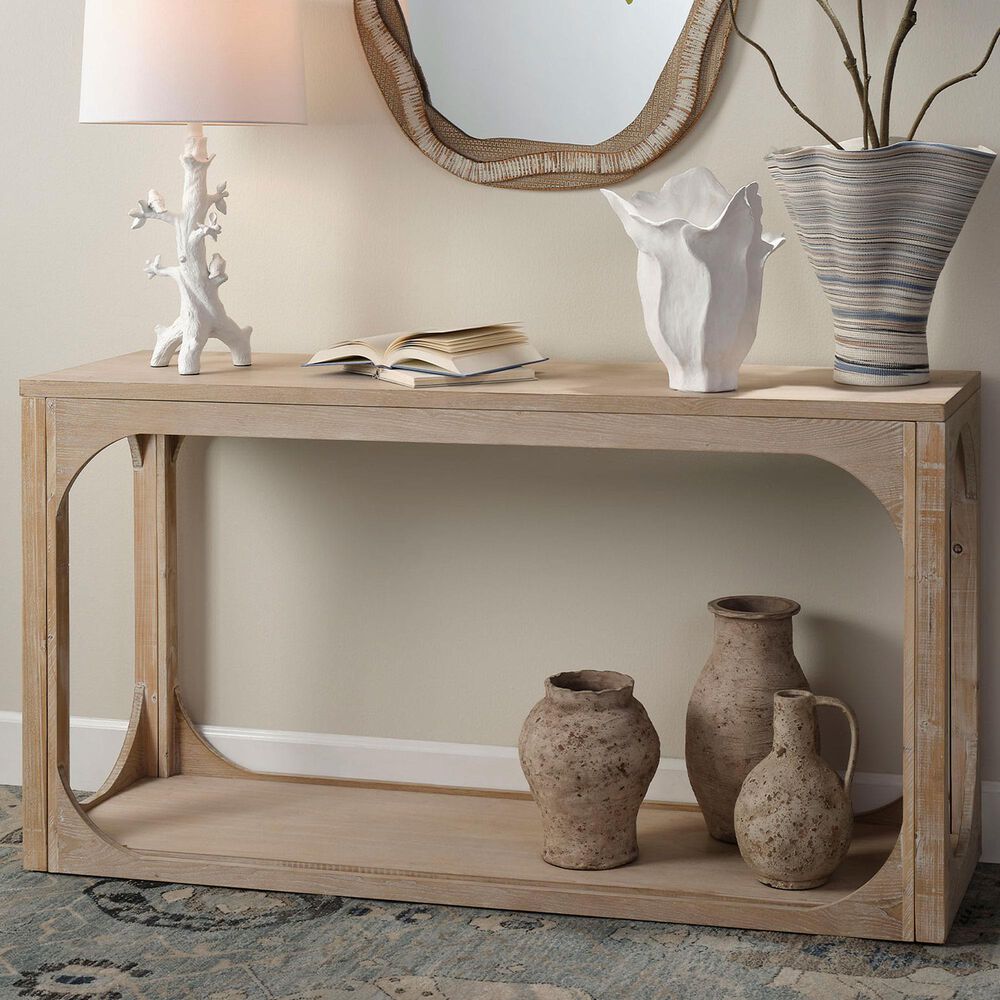 Splendor Living Preston Openwork Wood Console Table in Grey Wash, , large