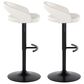 LumiSource Grotto Adjustable Bar Stool with White Faux Leather Upholstery in Black (Set of 2), , large