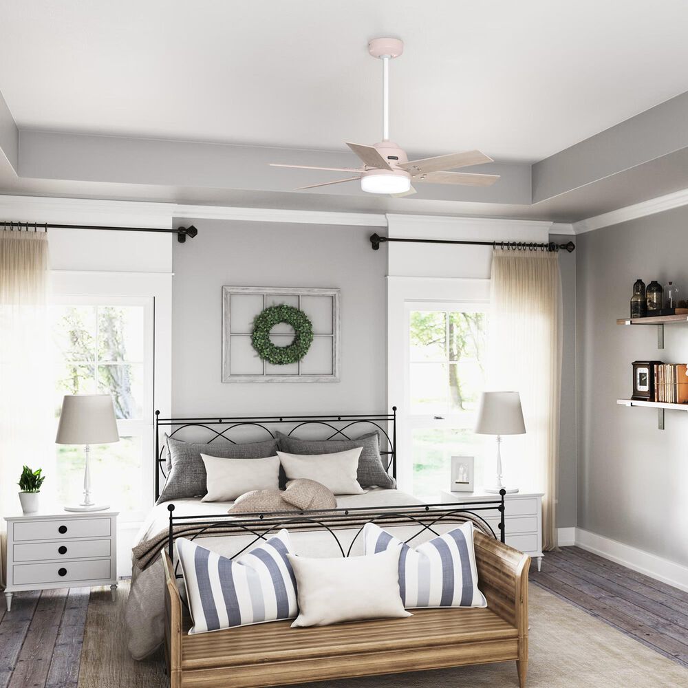 Hunter Pacer 44&quot; Ceiling Fan with LED Lights in Blush Pink, , large
