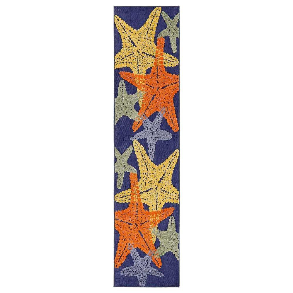 Nourison Aloha 2" x 6" Blue and Multicolor Indoor/Outdoor Runner, , large