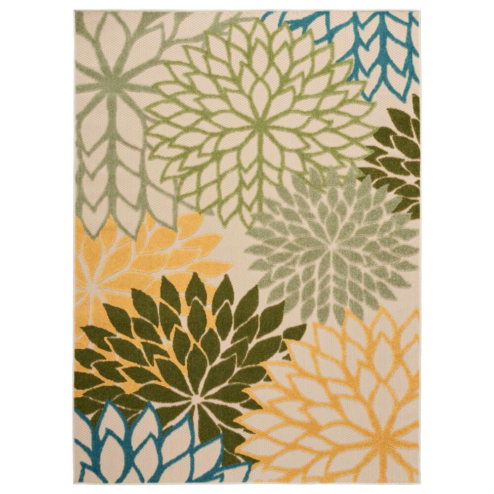 Nourison Aloha Floral 6" x 9" Green and Multicolor Indoor/Outdoor Area Rug, , large