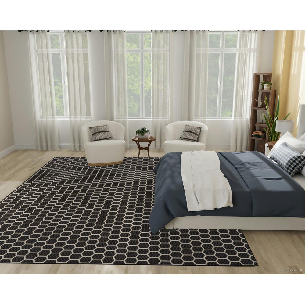 Nourison Twist Reversible 9&#39; x 12&#39; Black Indoor/Outdoor Area Rug, , large