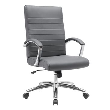 Global Seating Bonded Leather Executive Chair in Gray, , large