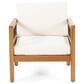 Hearth and Haven Outdoor Acacia Wood Club Chair with Beige Cushions and Slat Panel in Teak, , large