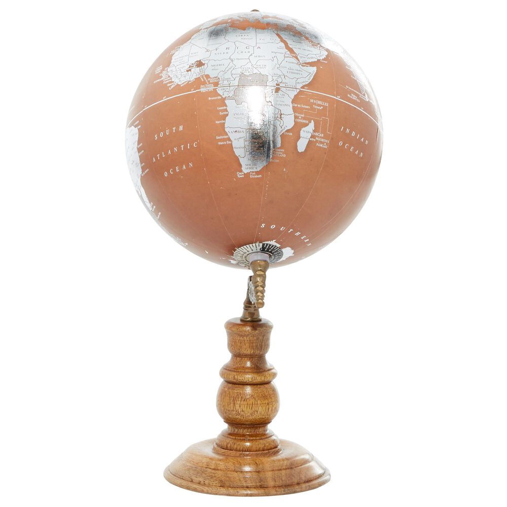 Maple and Jade 8&quot; x 15&quot; Globe in Silver, Copper and Natural Golden Brown, , large