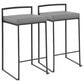 Lumisource Fuji Stackable Counter Stool with Grey Faux Leather Cushion in Black (Set of 2), , large