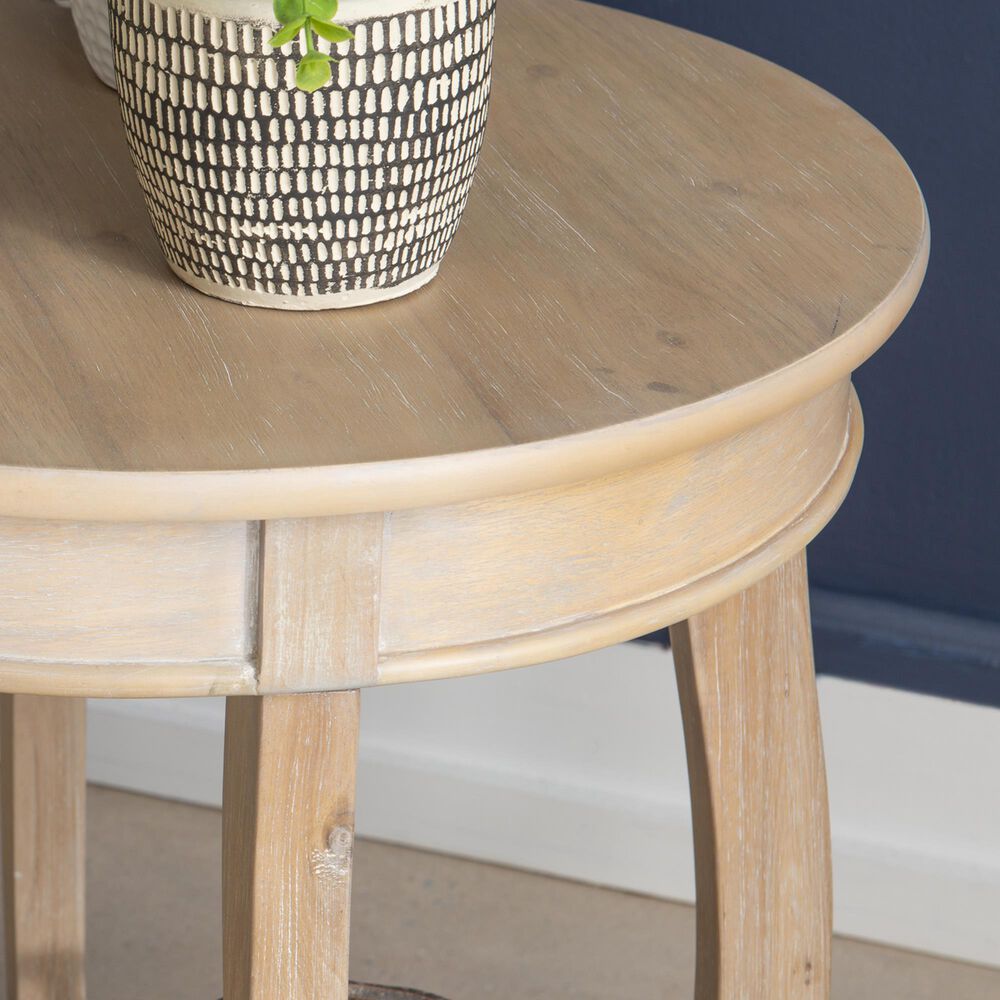 Linon Home Decor Aura Round Side Table in Natural, , large