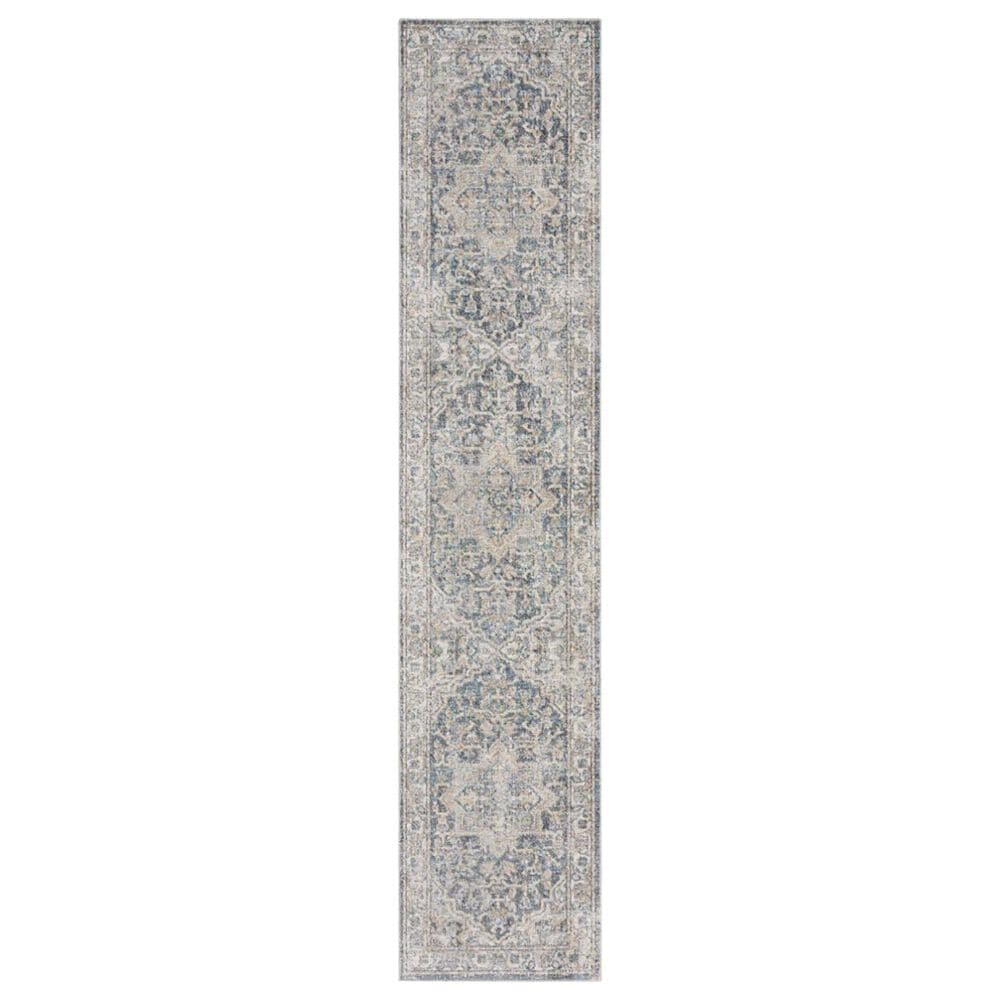 Nourison Astra Machine Washable 2"2" x 10" Grey and Blue Runner, , large
