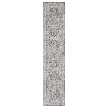 Nourison Astra Machine Washable 2"2" x 10" Grey and Blue Runner, , large