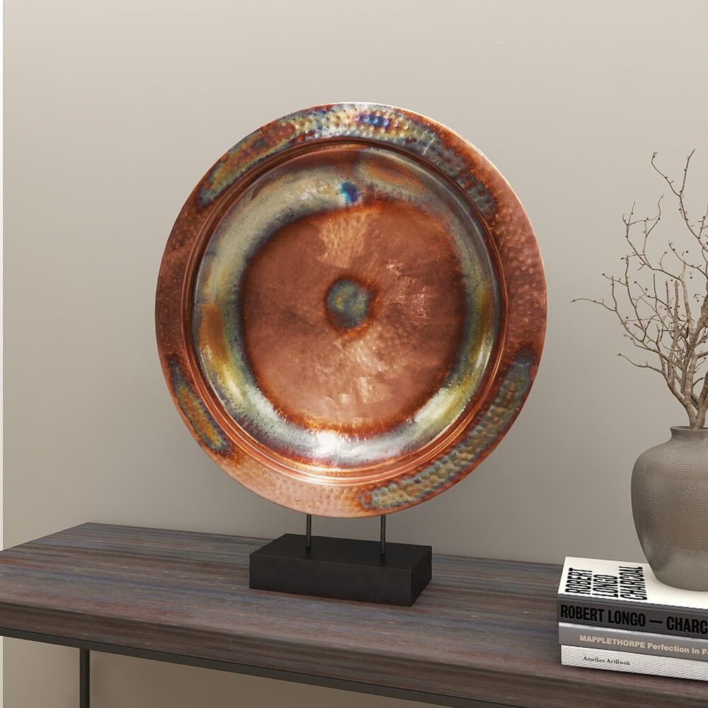 Maple and Jade 30&quot; Round Charger Plate Sculpture in Copper, , large